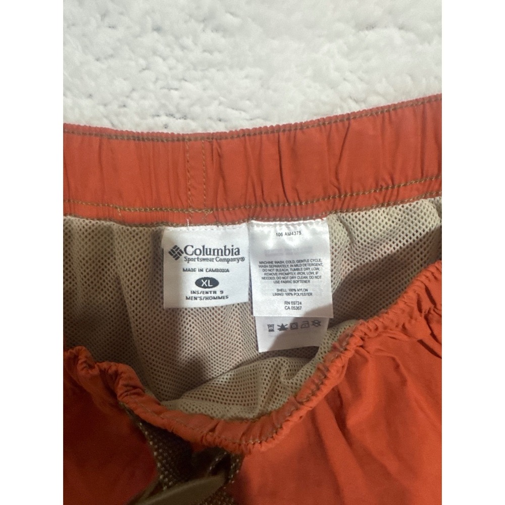 Columbia Sportswear Mens XL Packable Cargo Shorts Orange Hiking Outdoor - Picture 3 of 5